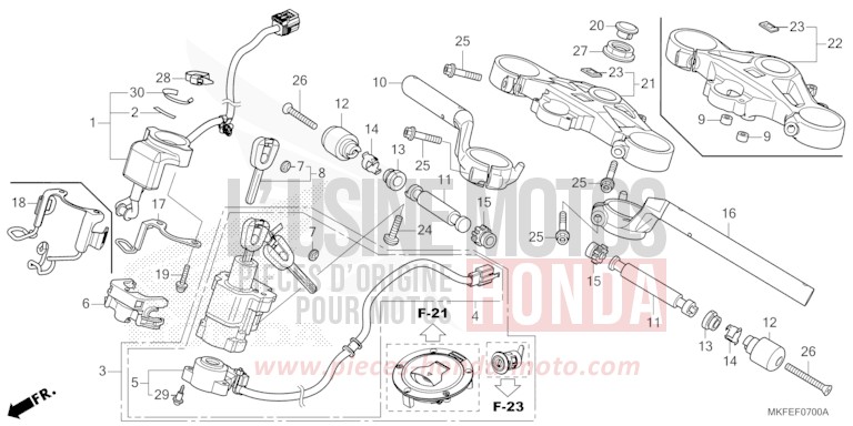 TUYAU DE GUIDON/PONT SUPERIEUR de CBR1000RR SP SP1 SP2 GRAND PRIX RED (R380X) 2019